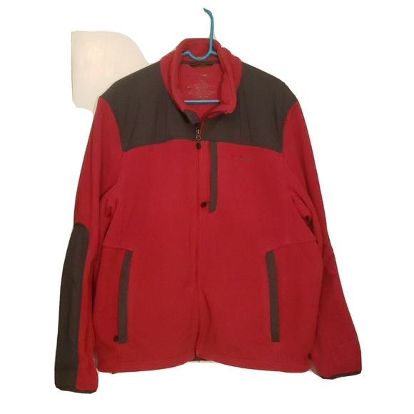 LL Bean Polartec Wind Fleece Full Zip Jacket Mens XL Regular Red Zip Pockets - Picture 1 of 8